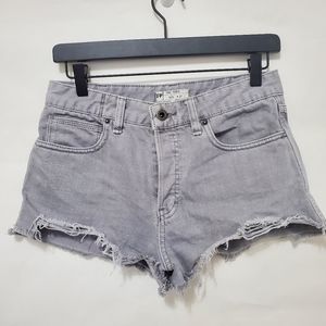 Free People gray denim distress shorts hi rise